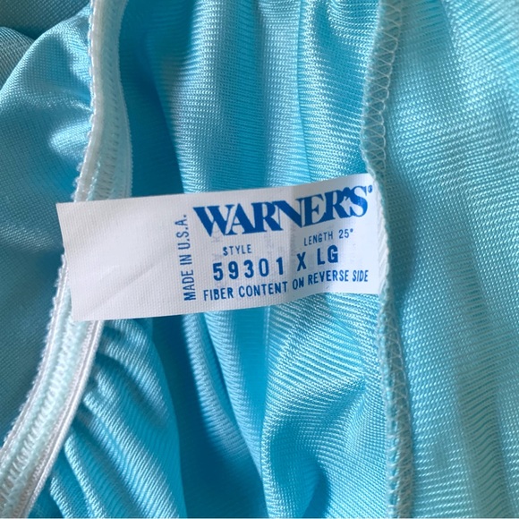 Vintage Warner’s Robin’s Egg Blue Half Slip Lace Trim Nylon Size 25” Length - Picture 6 of 6